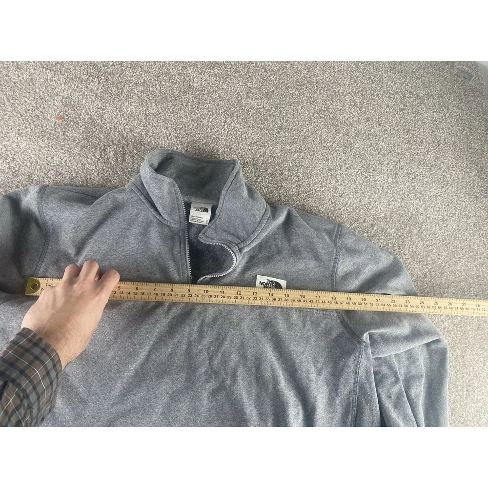 The North Face Solid Gray 1/4 Zip Pullover Fleece Jacket Mens XL Warm Preppy
